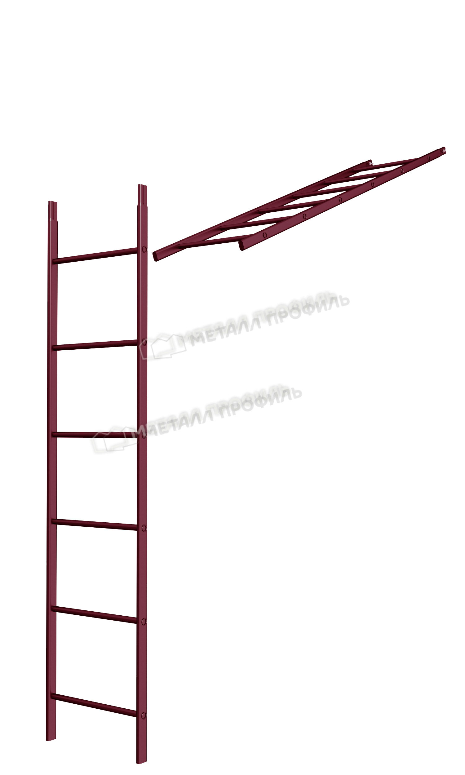Лестница кровельная стеновая дл. 1860 мм без кронштейнов (3005)