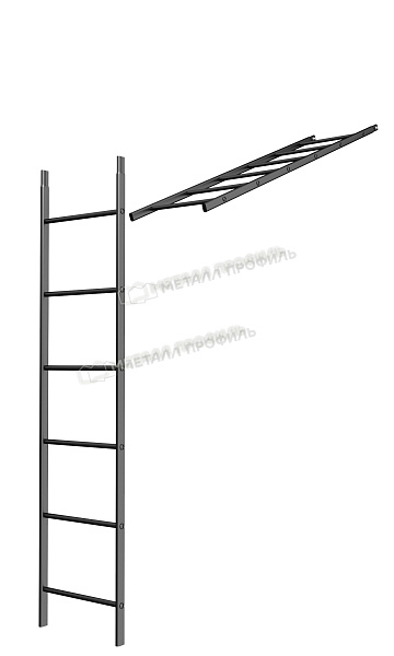 Лестница кровельная стеновая дл. 1860 мм без кронштейнов (9005) ― заказать по умеренной стоимости в интернет-магазине Компании Металл Профиль.